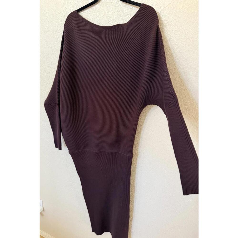New Reiss LARA OFF-THE-SHOULDER RIBBED MIDI DRESS IN Plum Purple Sz L $295 - Picture 8 of 12
